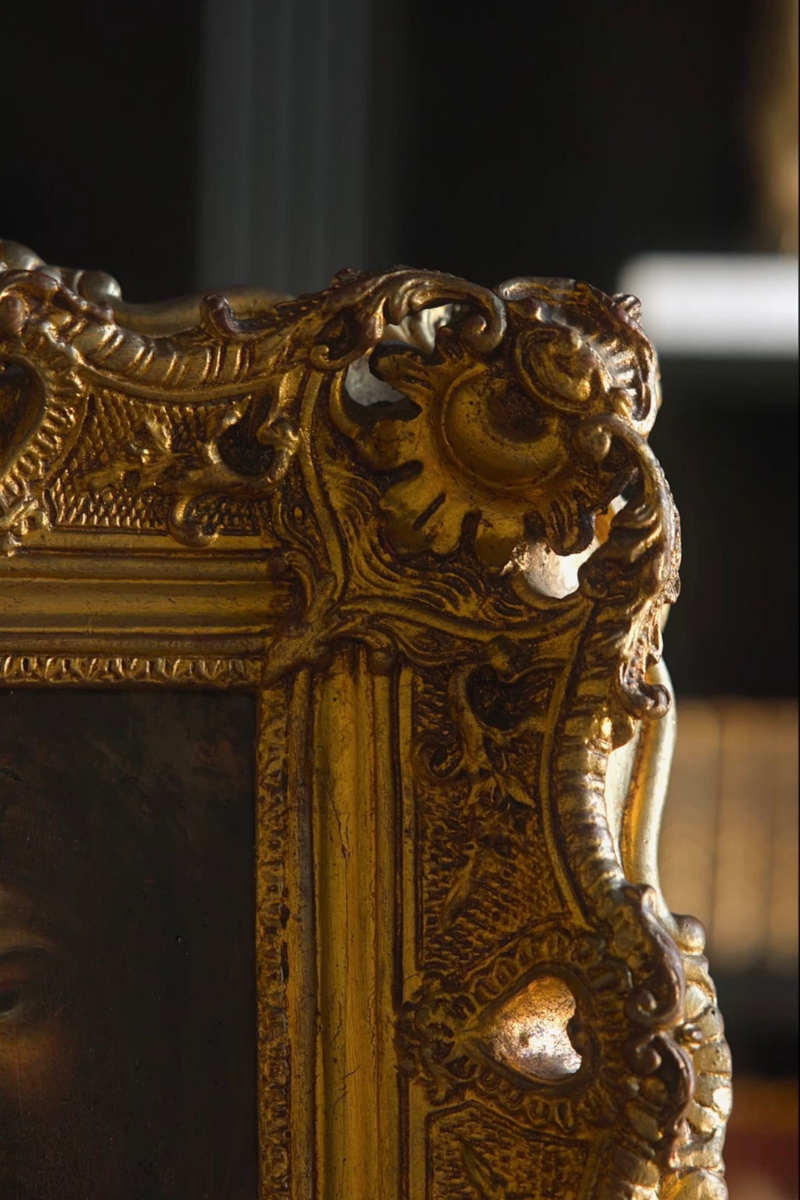 The Contemplative Woman — Oil on Wood in an Ornate Gilt Frame
