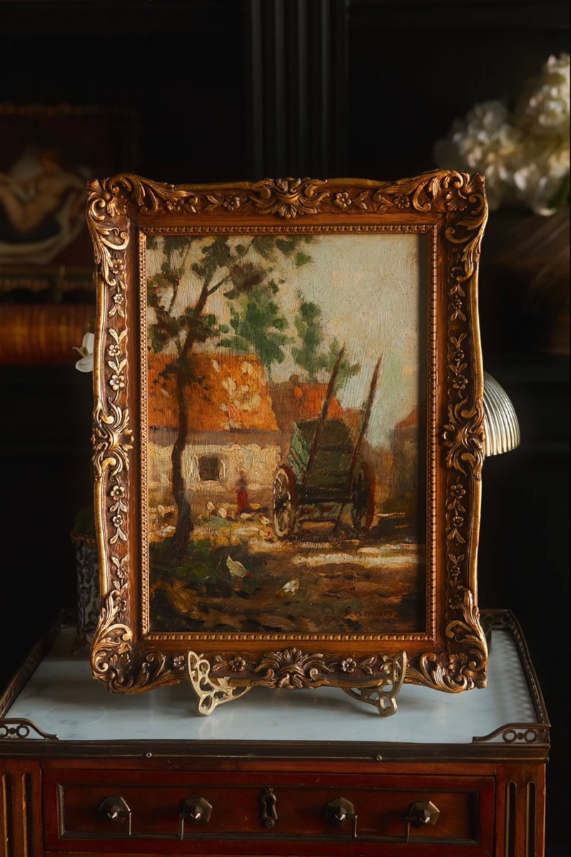 The Farmyard Cart — Signed Oil on Board