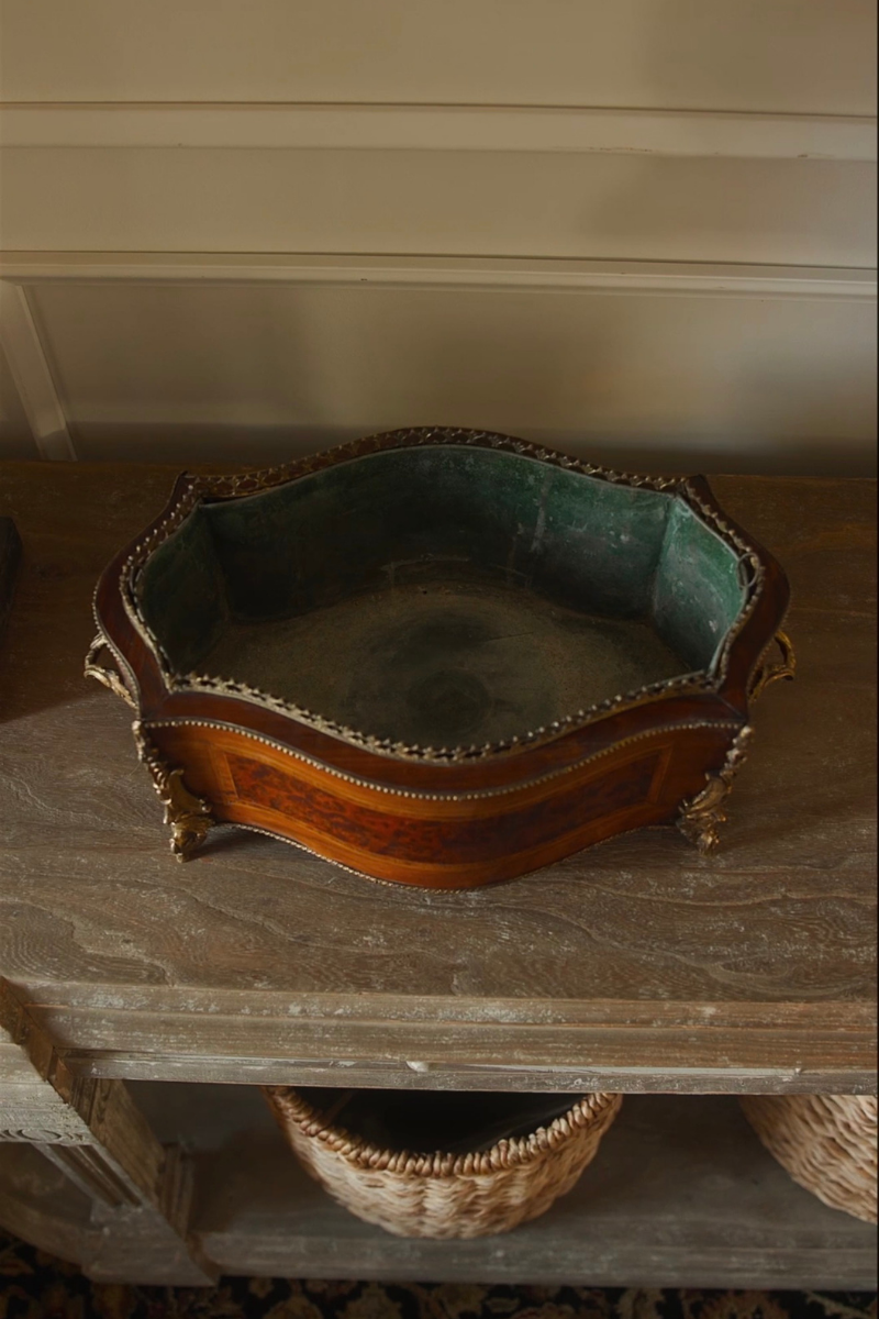 Napoleon III–Style Marquetry Jardinière with Bronze Mounts